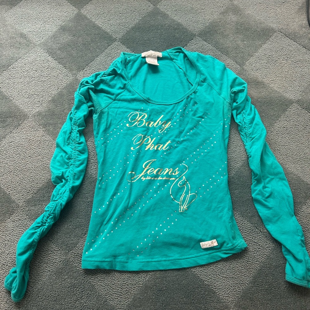 Baby Phat Long Sleeve Top with Ruched Sleeves